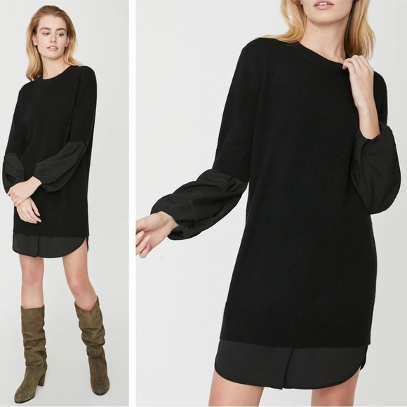 FLAWED Brochu Walker The Ebella Layered Dress Black Onyx Black Underlayer size S - Picture 1 of 14